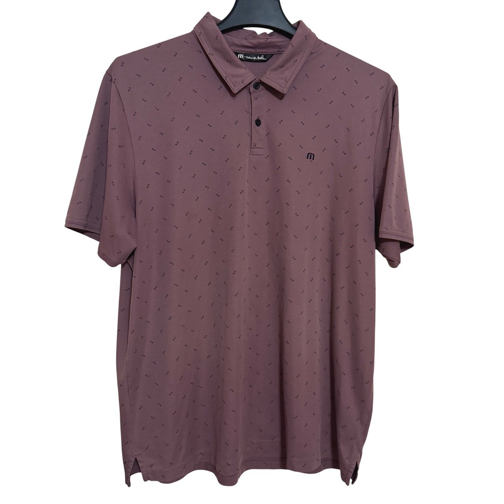 Travis Mathew Polo Men's 2XL Golf Activewear Purple Graphic Spots All Over Print